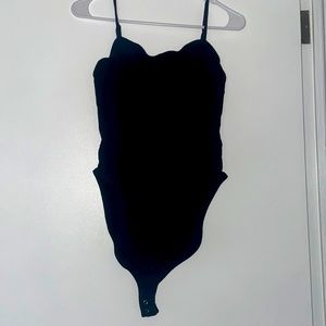 Womens ribbed black body suit